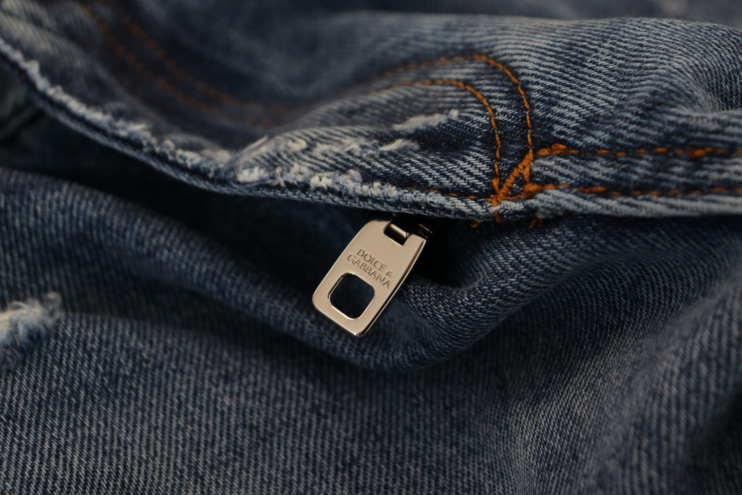 Blaue zerfetzte Herren-Jeans aus Baumwolle