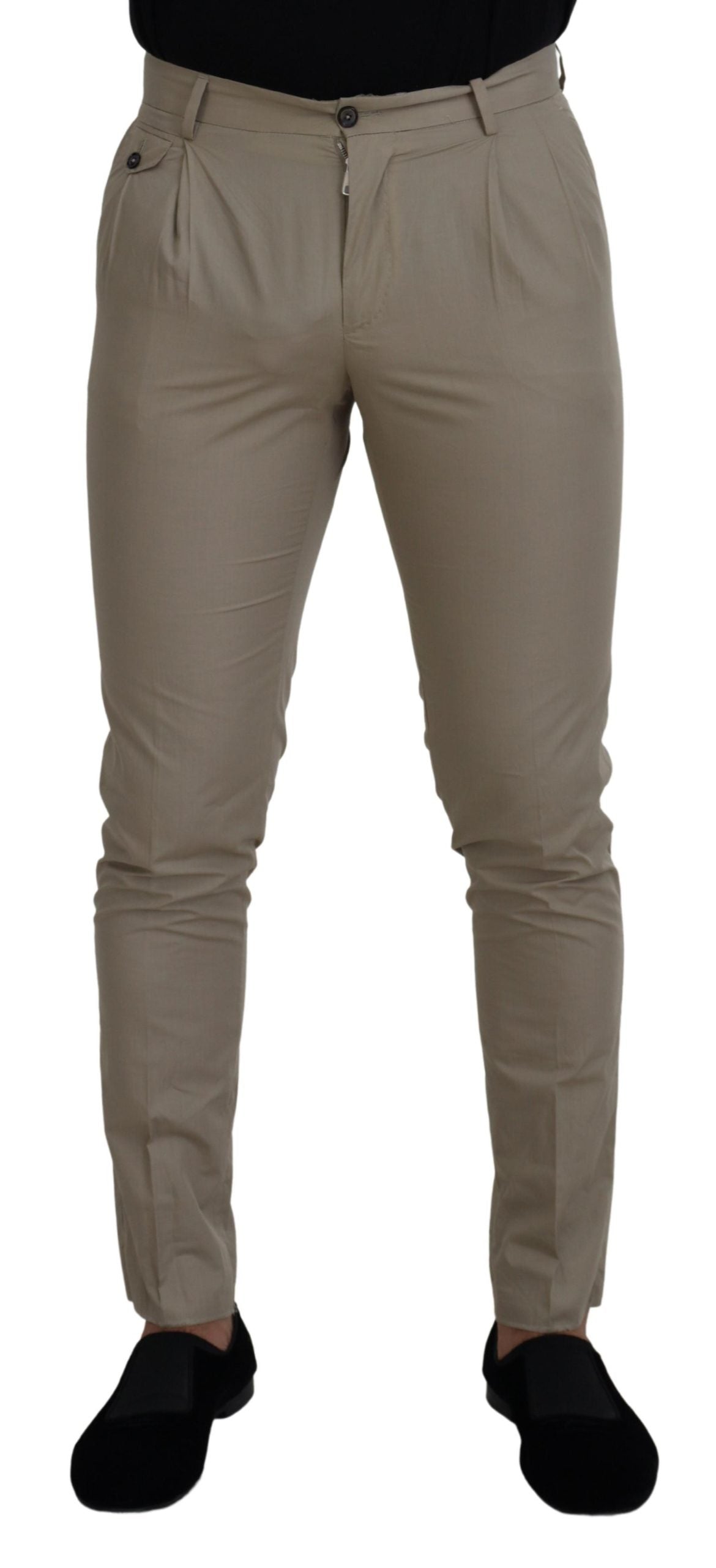Beige Slim Fit Herrenhose aus Baumwolle