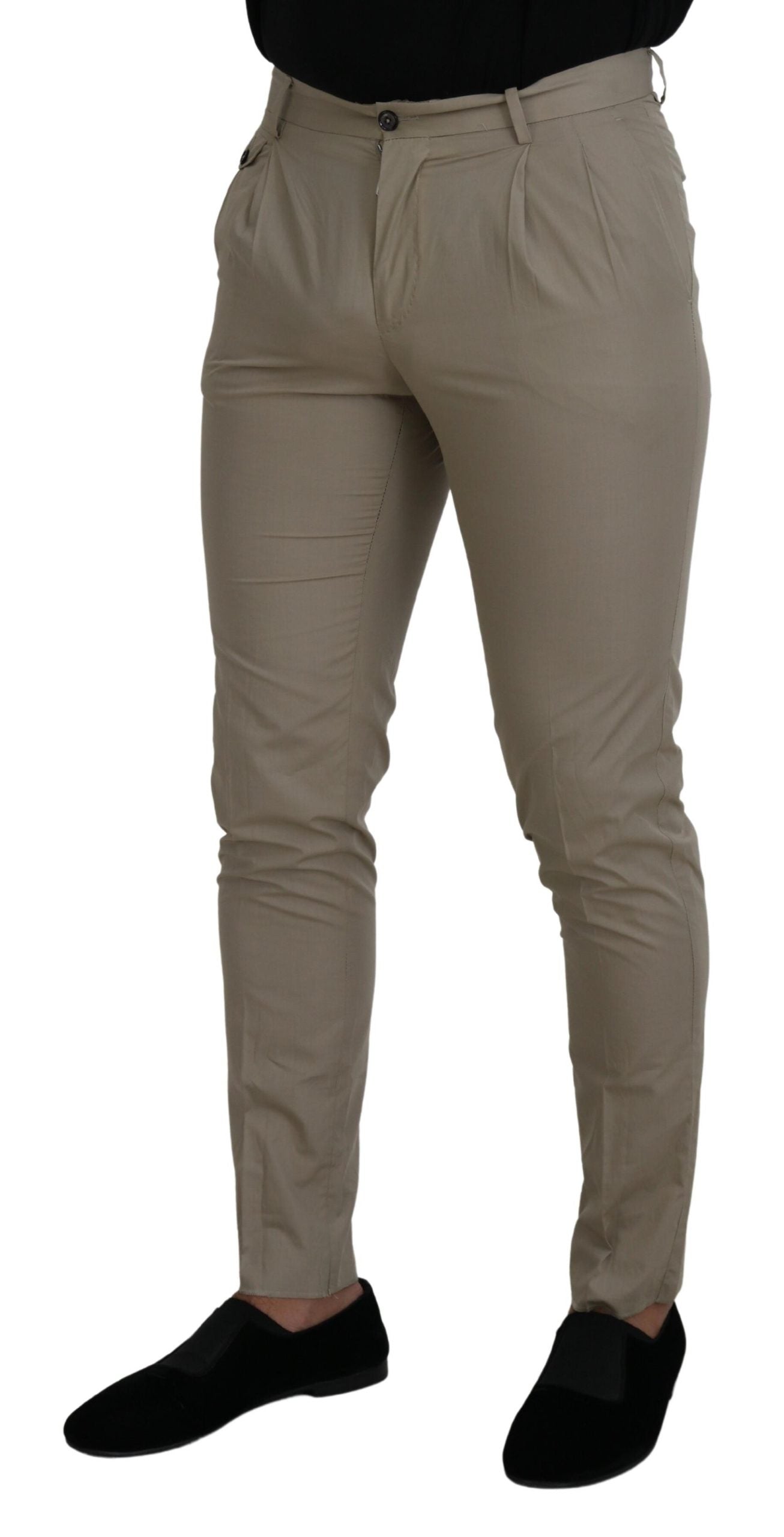 Beige Slim Fit Herrenhose aus Baumwolle
