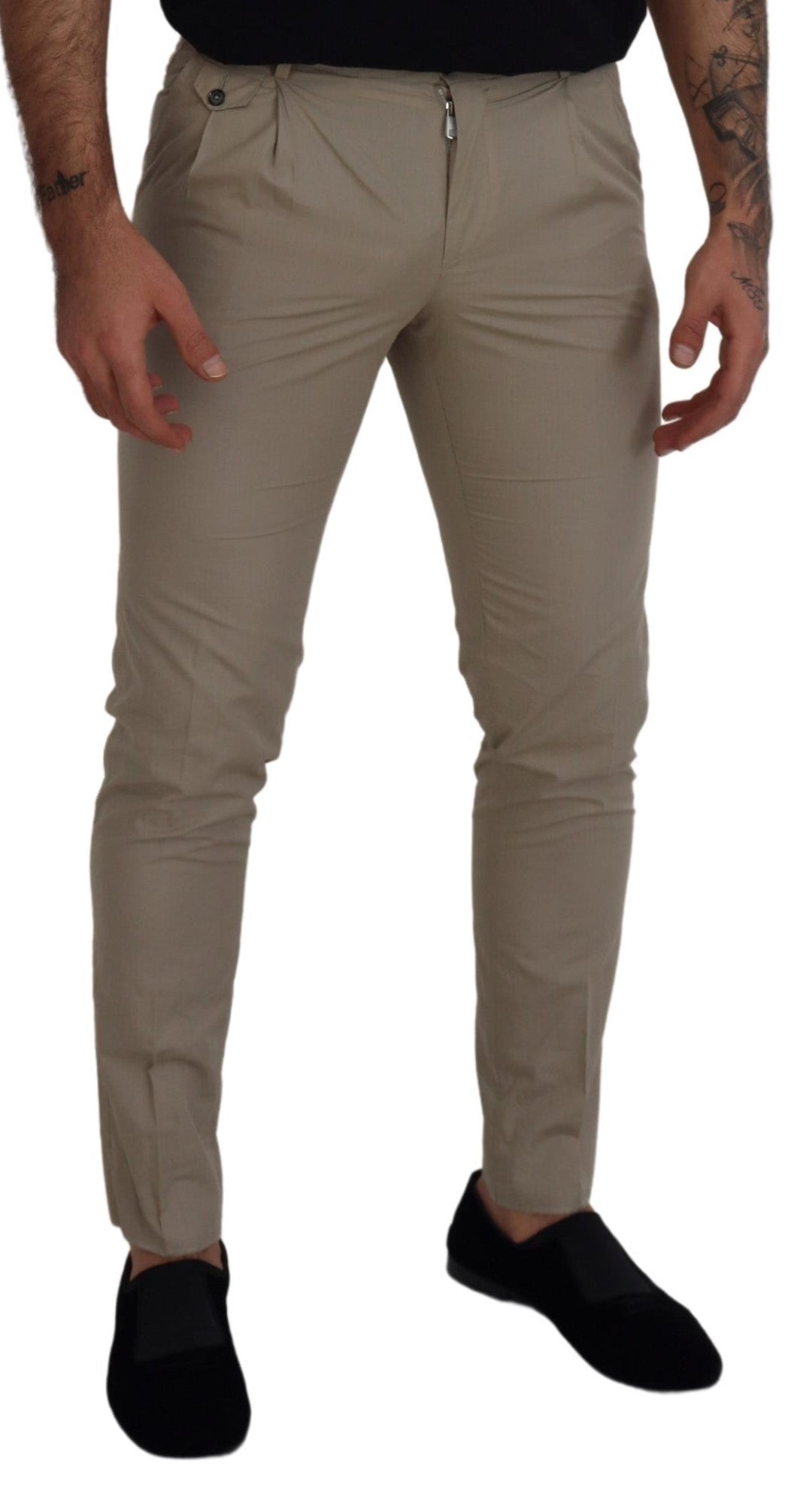 Beige Slim Fit Herrenhose aus Baumwolle
