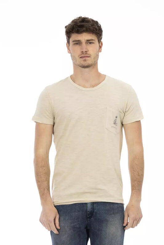Beiges Herren-T-Shirt aus Baumwolle