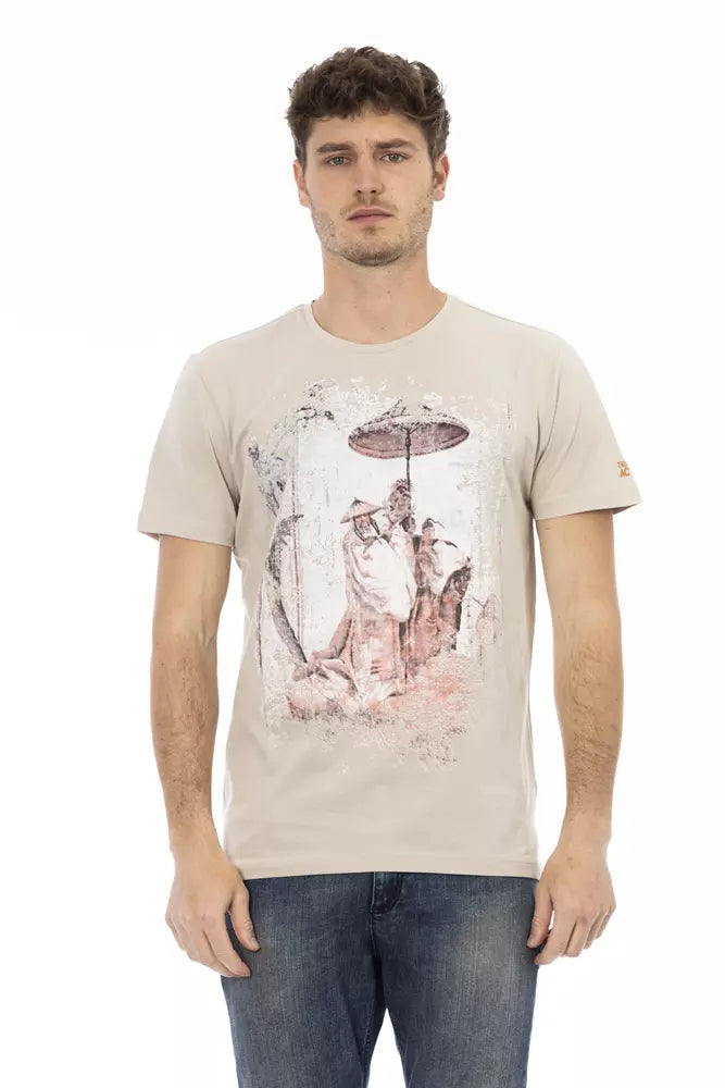 Beiges Herren-T-Shirt aus Baumwolle