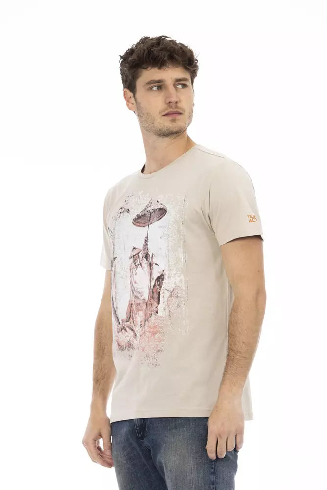 Beiges Herren-T-Shirt aus Baumwolle