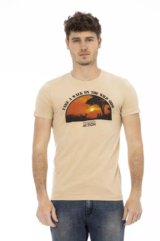 Beiges Herren-T-Shirt aus Baumwolle