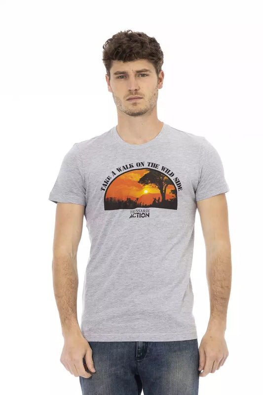 Graues Herren-T-Shirt aus Baumwolle