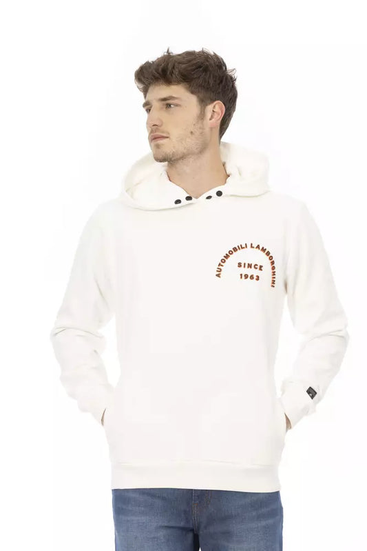 White Cotton Men Sweater with Pockets