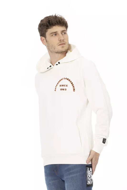 White Cotton Men Sweater with Pockets
