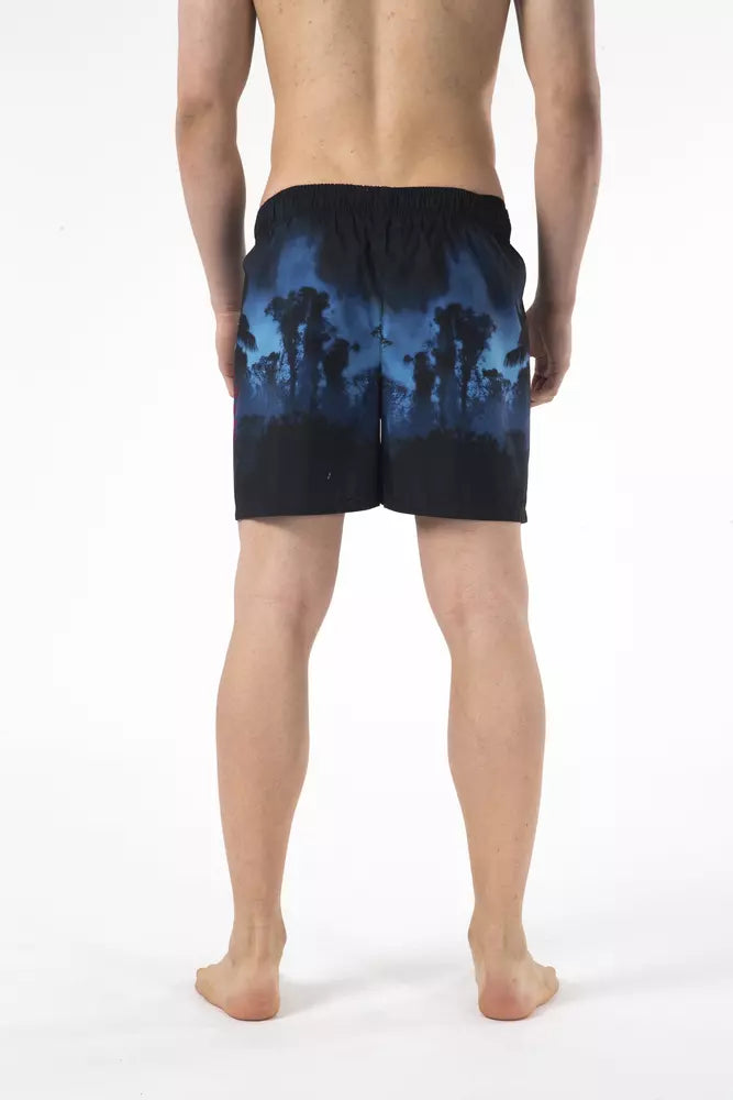 Black Polyester Men Swimwear