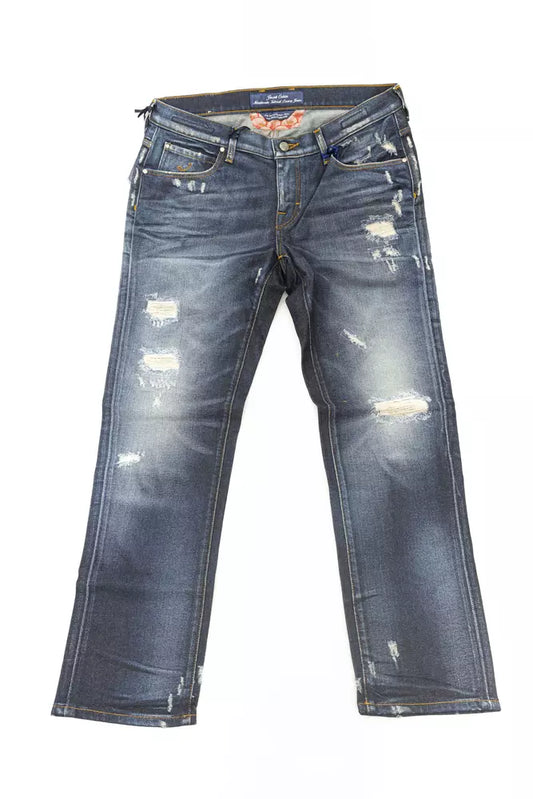 Blue Cotton Women's Jeans with Pony Skin Label