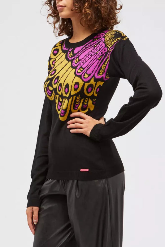 Schwarzer Wollpullover für Damen