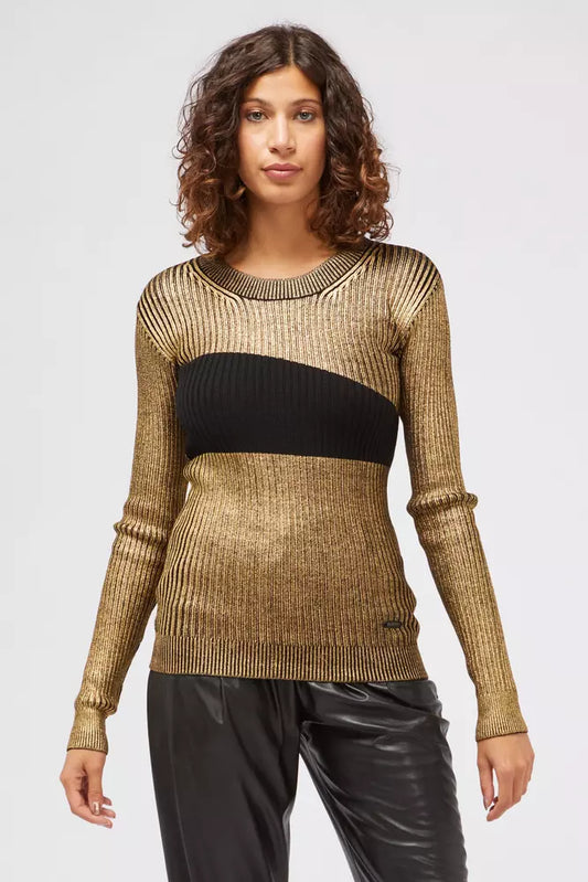 Goldfarbener Damenpullover aus Wolle