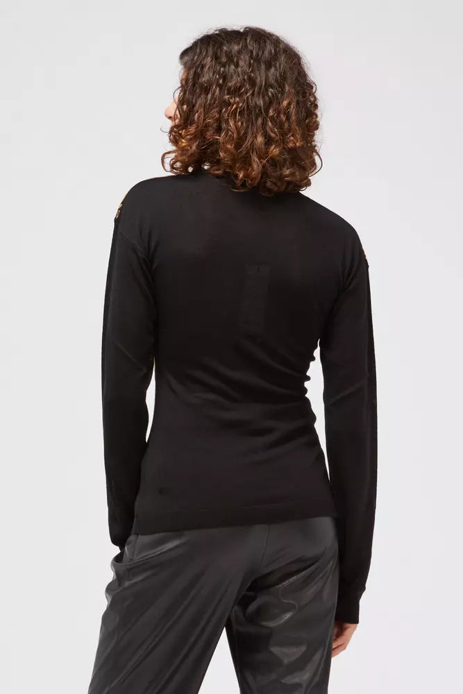 Schwarzer Wollpullover für Damen