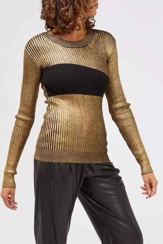 Goldfarbener Damenpullover aus Wolle