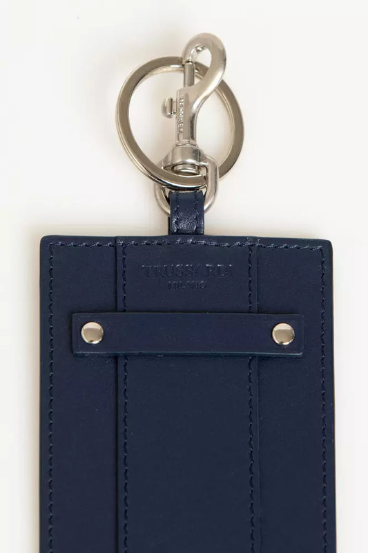 Blue Leather Men Badge Holder