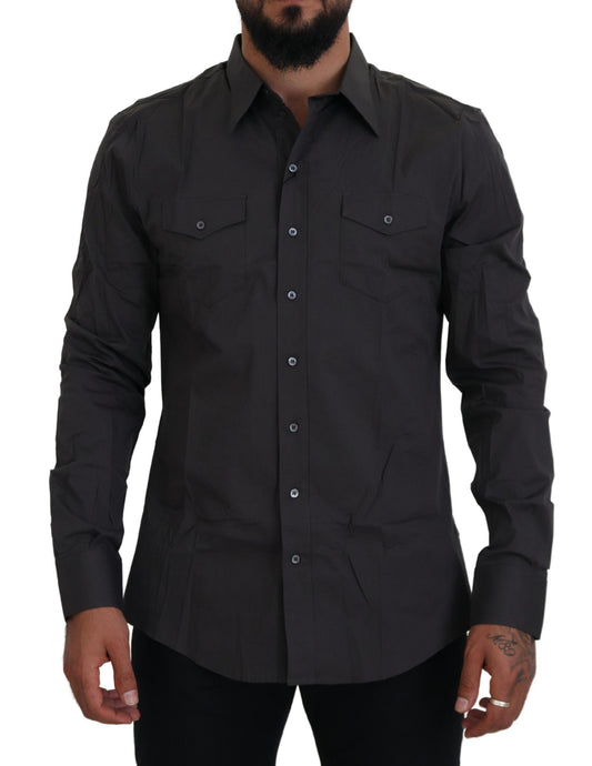 Graues Slim Fit Stretch-Hemd SICILIA