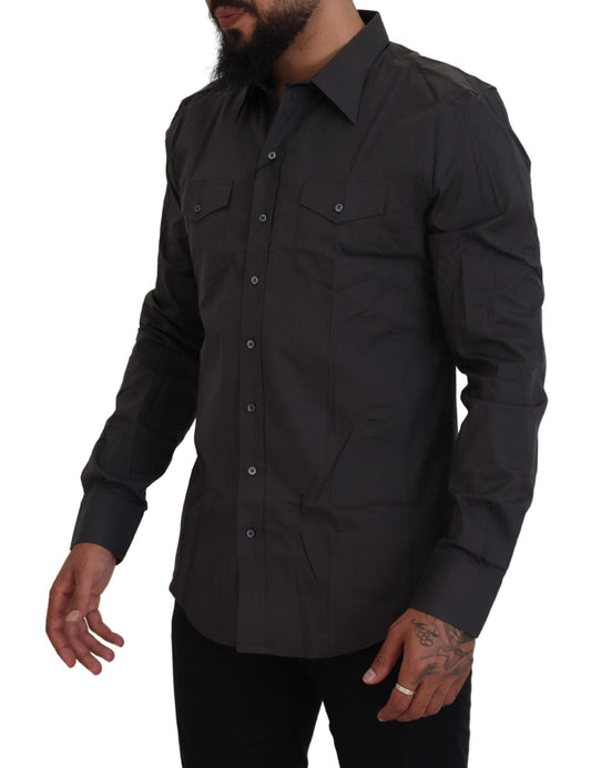 Graues Slim Fit Stretch-Hemd SICILIA