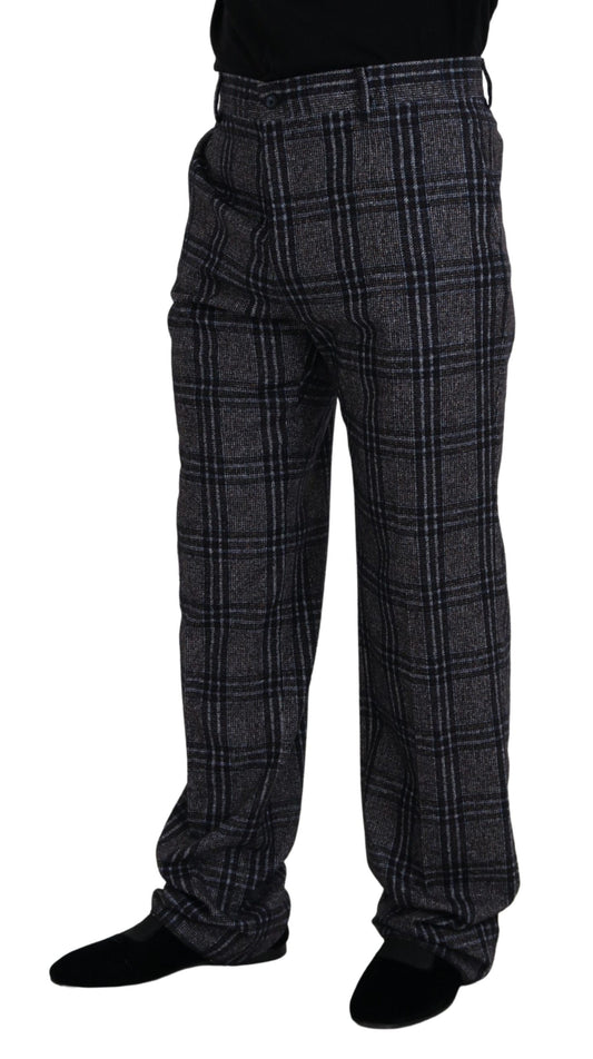 Grau karierte Herrenhose mit mittlerer Taille