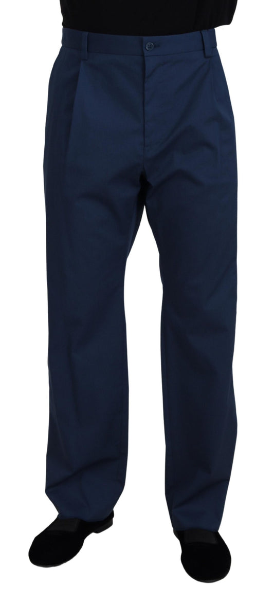 Blaue Straight Fit-Hose aus Baumwolle