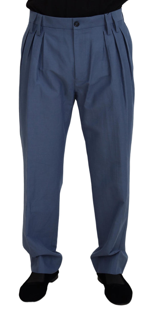 Blaue Leinen-Chinohose für Herren