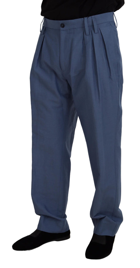 Blaue Leinen-Chinohose für Herren