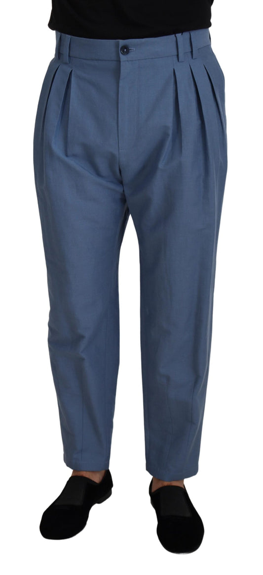 Blaue formelle Chinohose aus Leinen