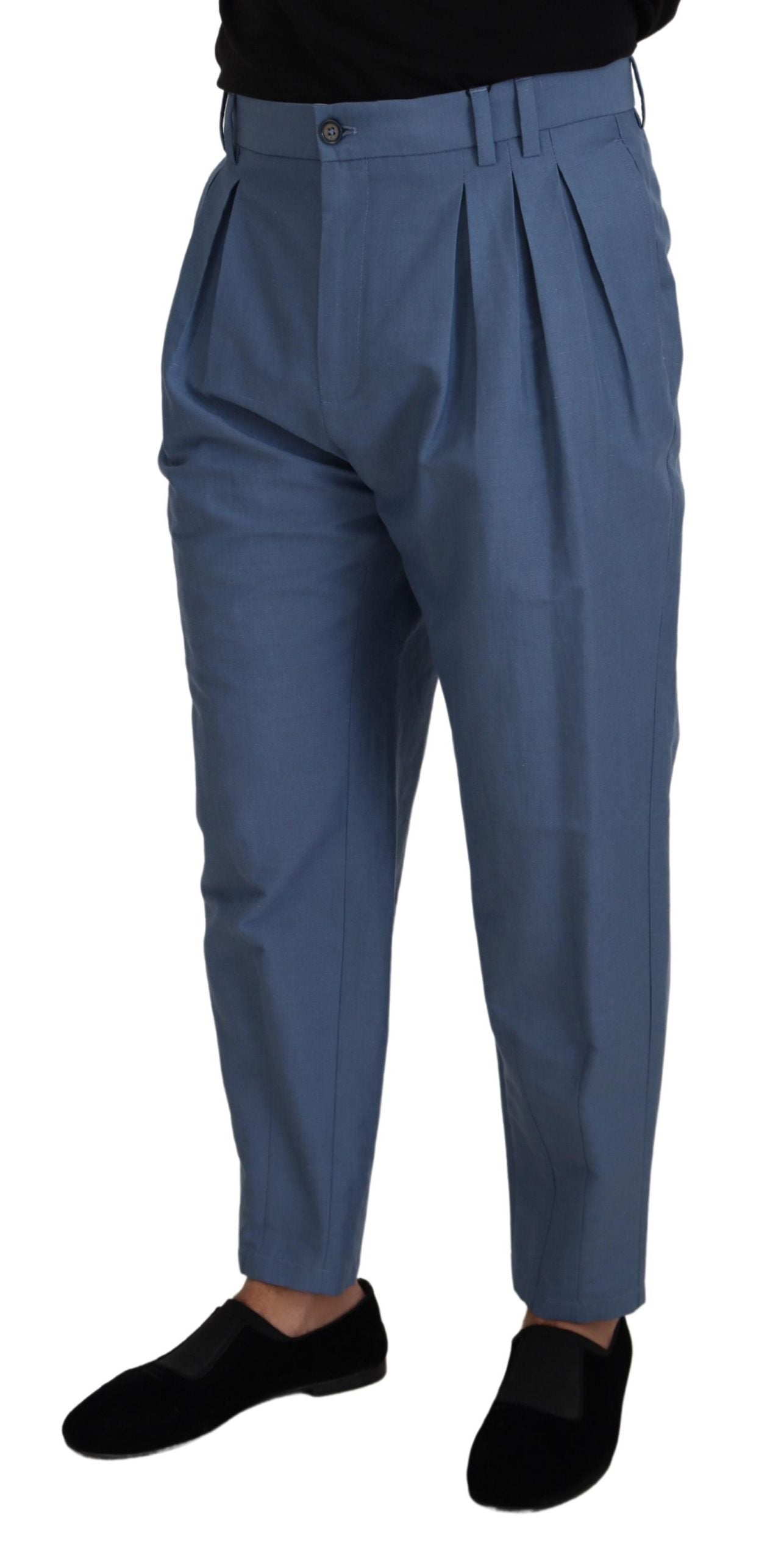 Blaue formelle Chinohose aus Leinen