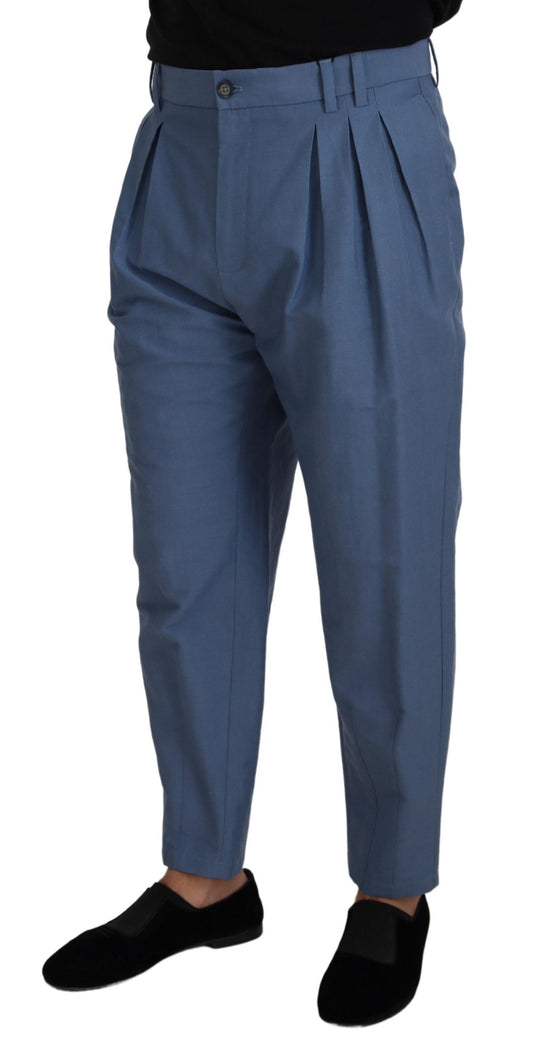 Blaue formelle Chinohose aus Leinen