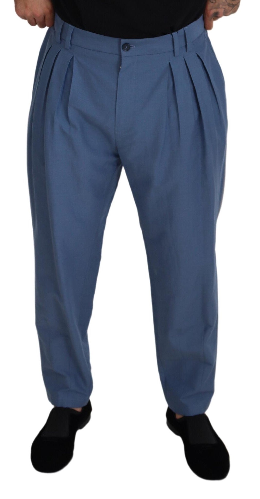 Blaue formelle Chinohose aus Leinen