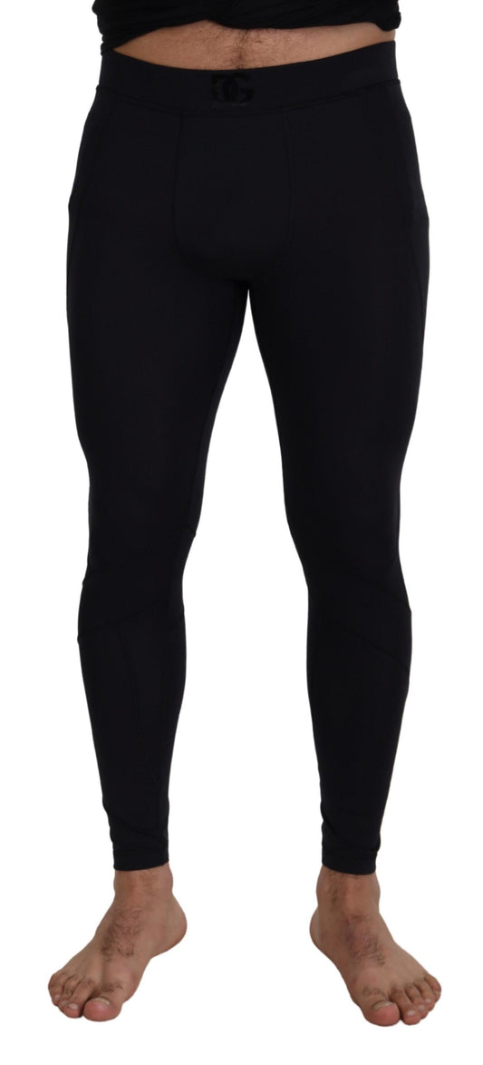 Schwarze Slim Fit Stretchhose aus Nylon