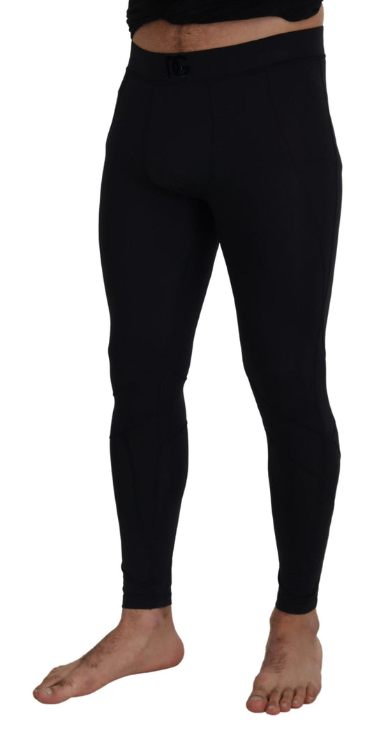 Schwarze Slim Fit Stretchhose aus Nylon