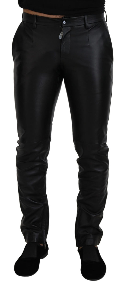 Schwarze, glänzende Skinny-Hose aus Stretch