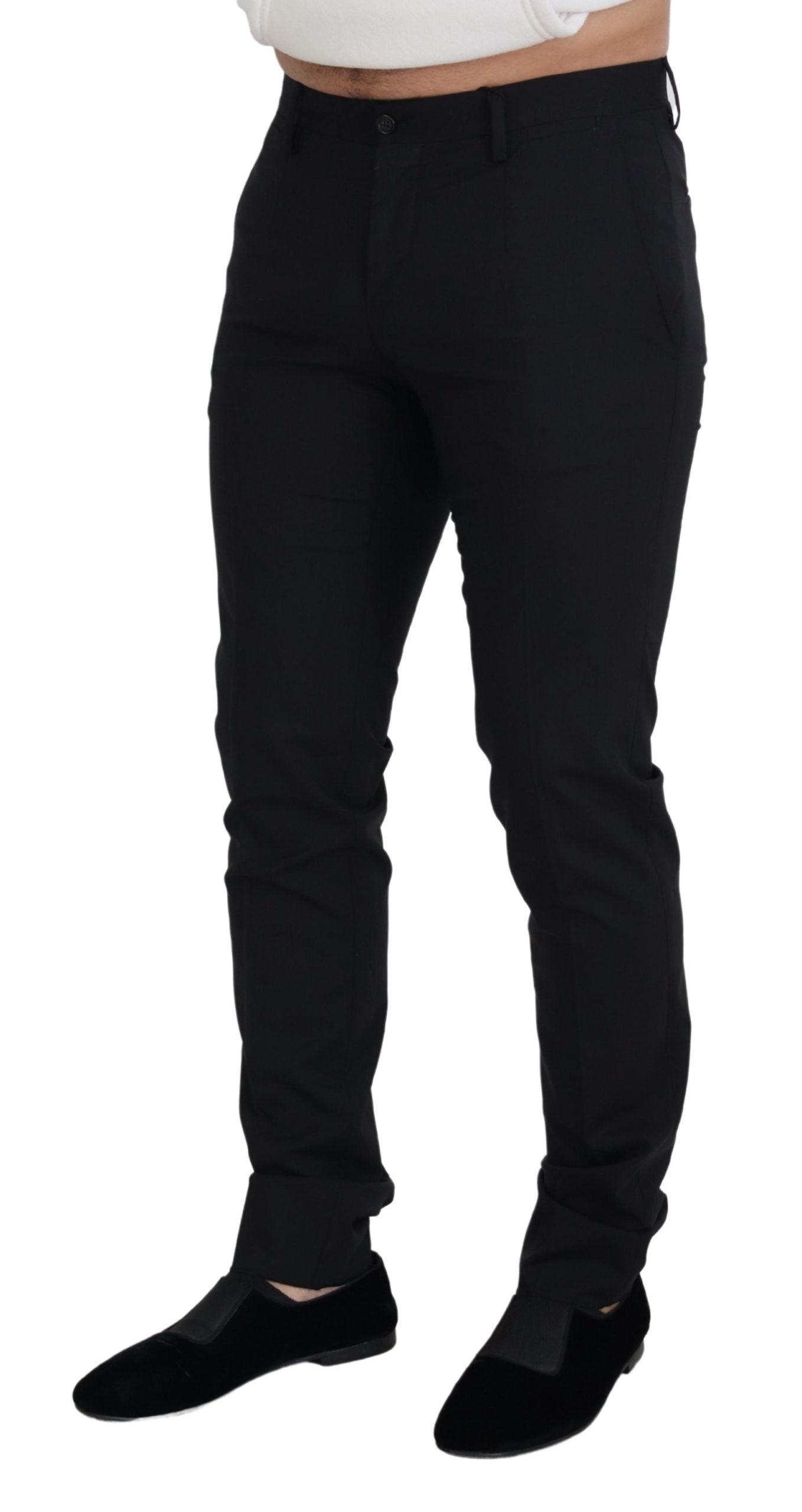 Schwarze Chinohose aus Wolle