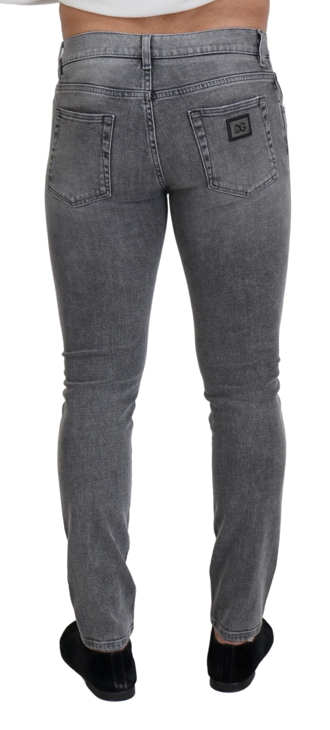 Graue Skinny-Jeans aus verwaschener Baumwolle