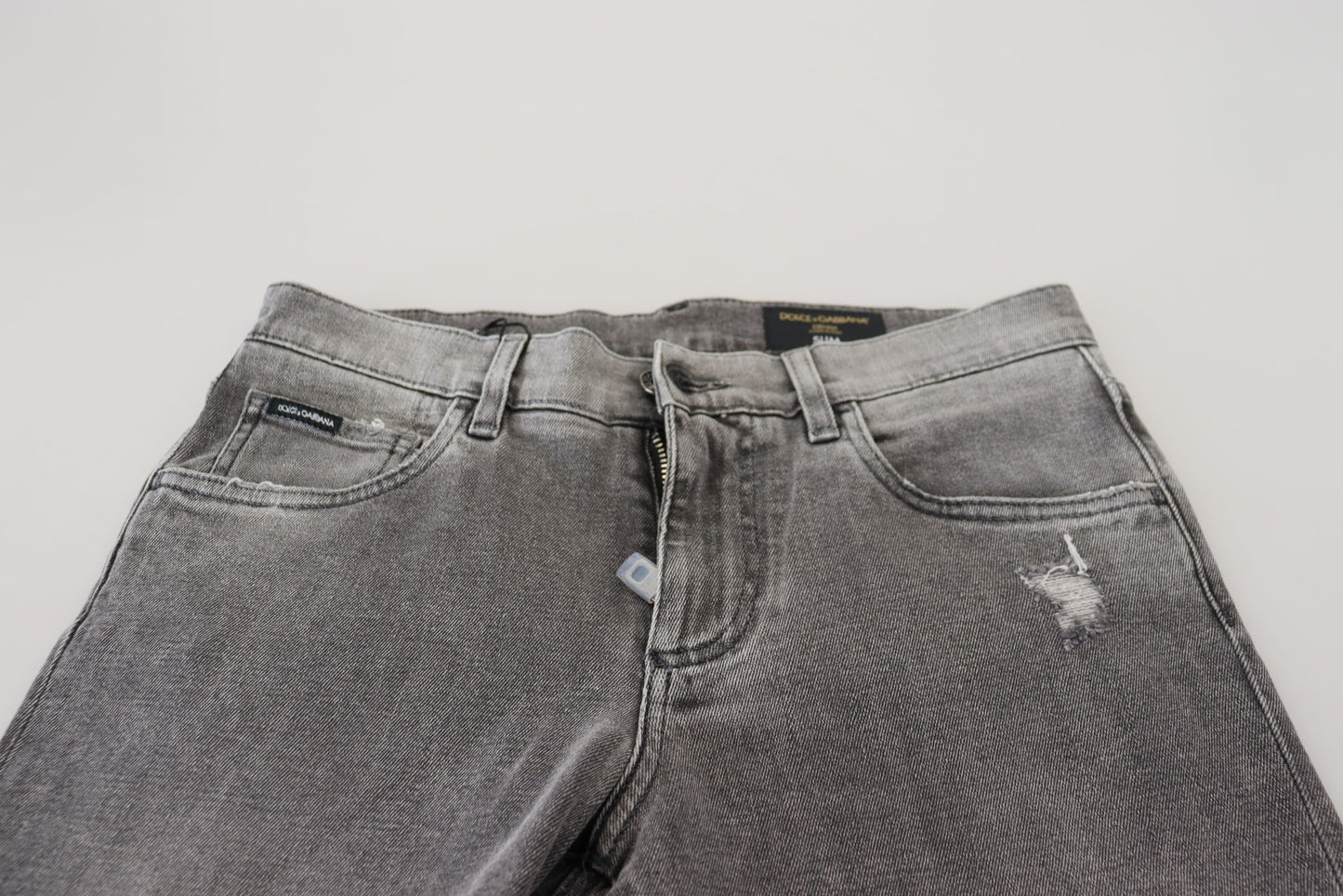Graue Skinny-Jeans aus verwaschener Baumwolle