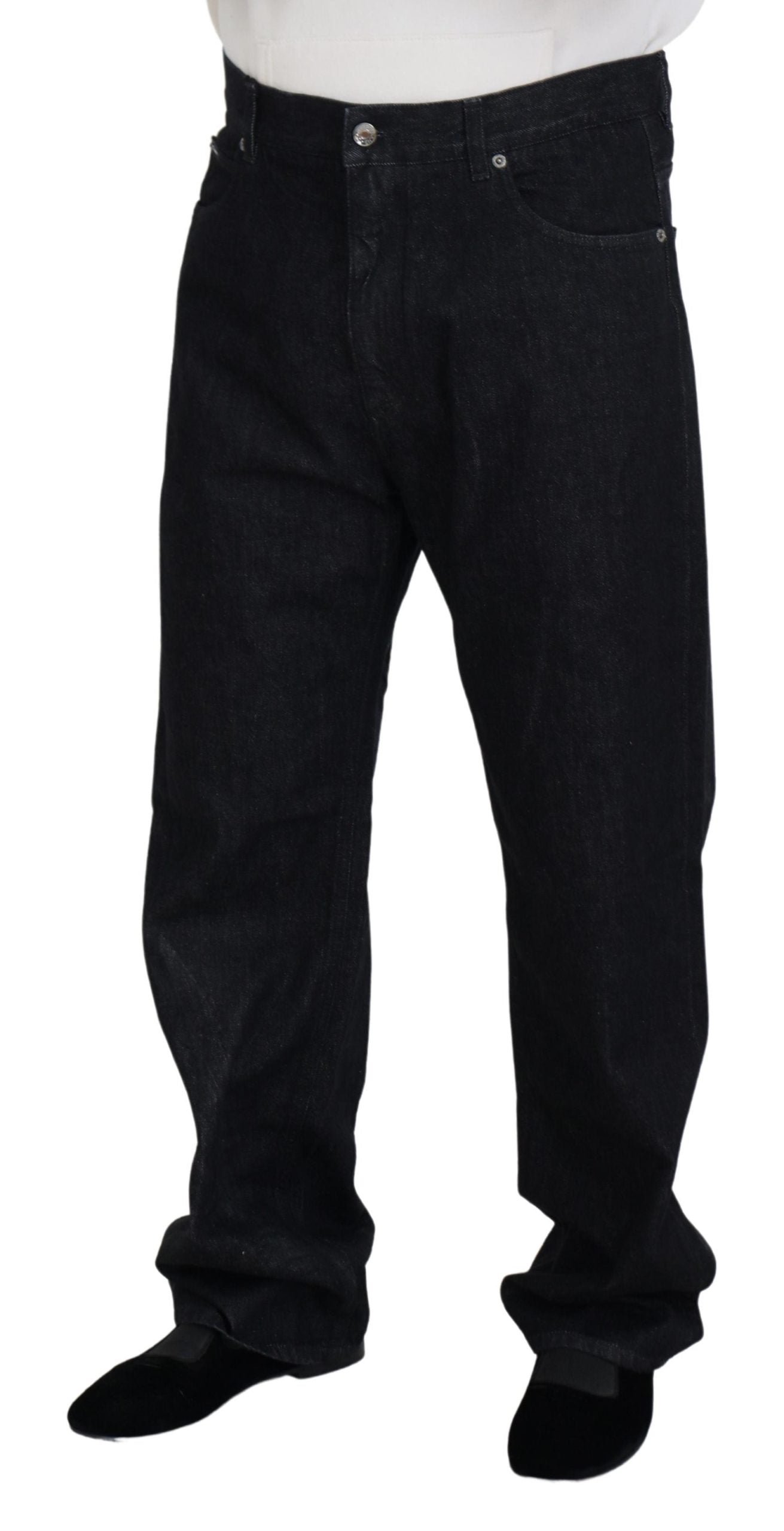 Schwarze, gewaschene Herren-Jeans aus Baumwolle