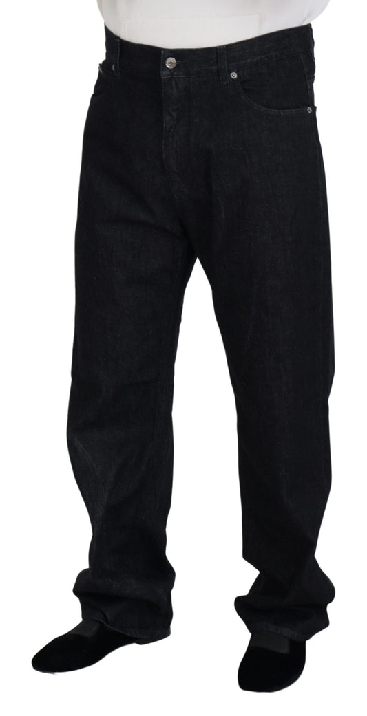 Schwarze, gewaschene Herren-Jeans aus Baumwolle