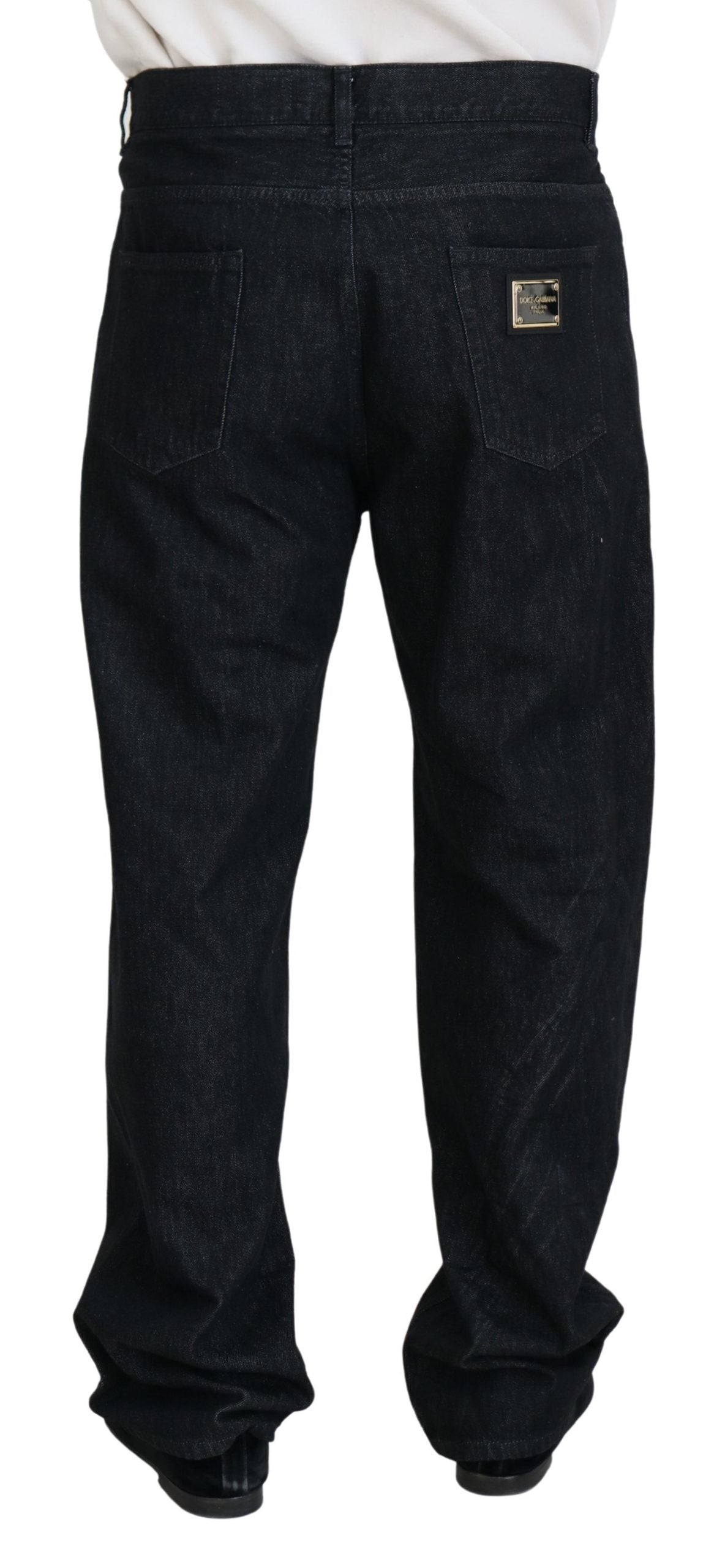 Schwarze, gewaschene Herren-Jeans aus Baumwolle