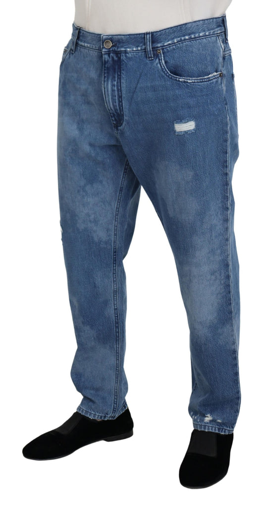 Blaue Jeans aus gewaschener Baumwolle