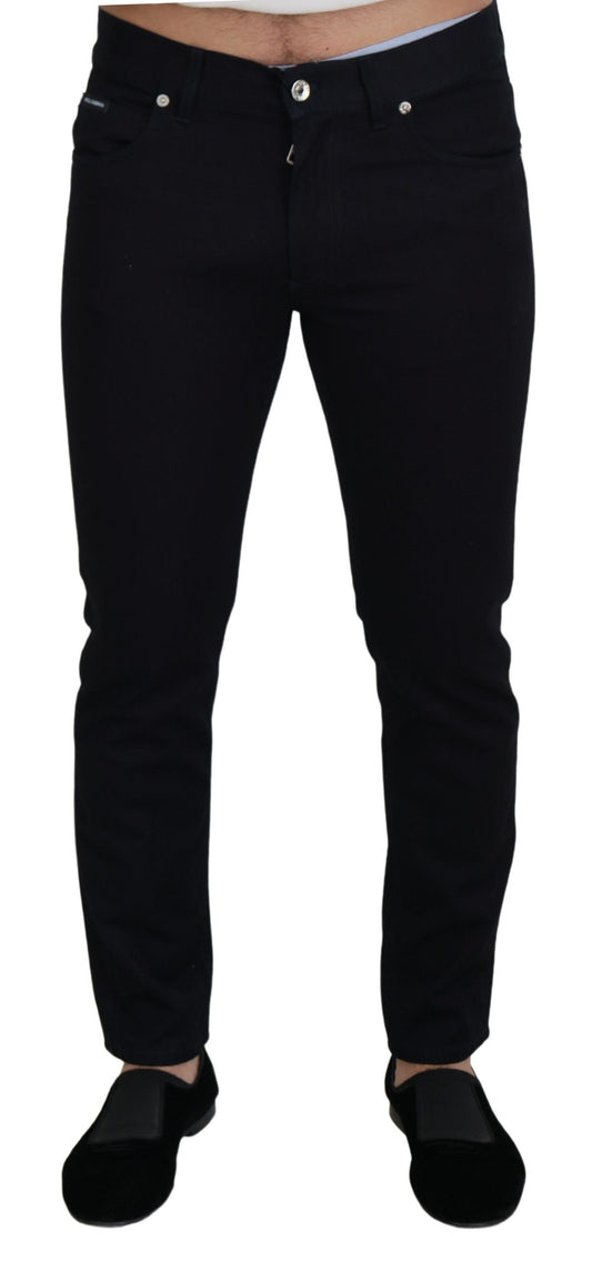 Schwarze Skinny-Casual-Jeans aus Baumwolle