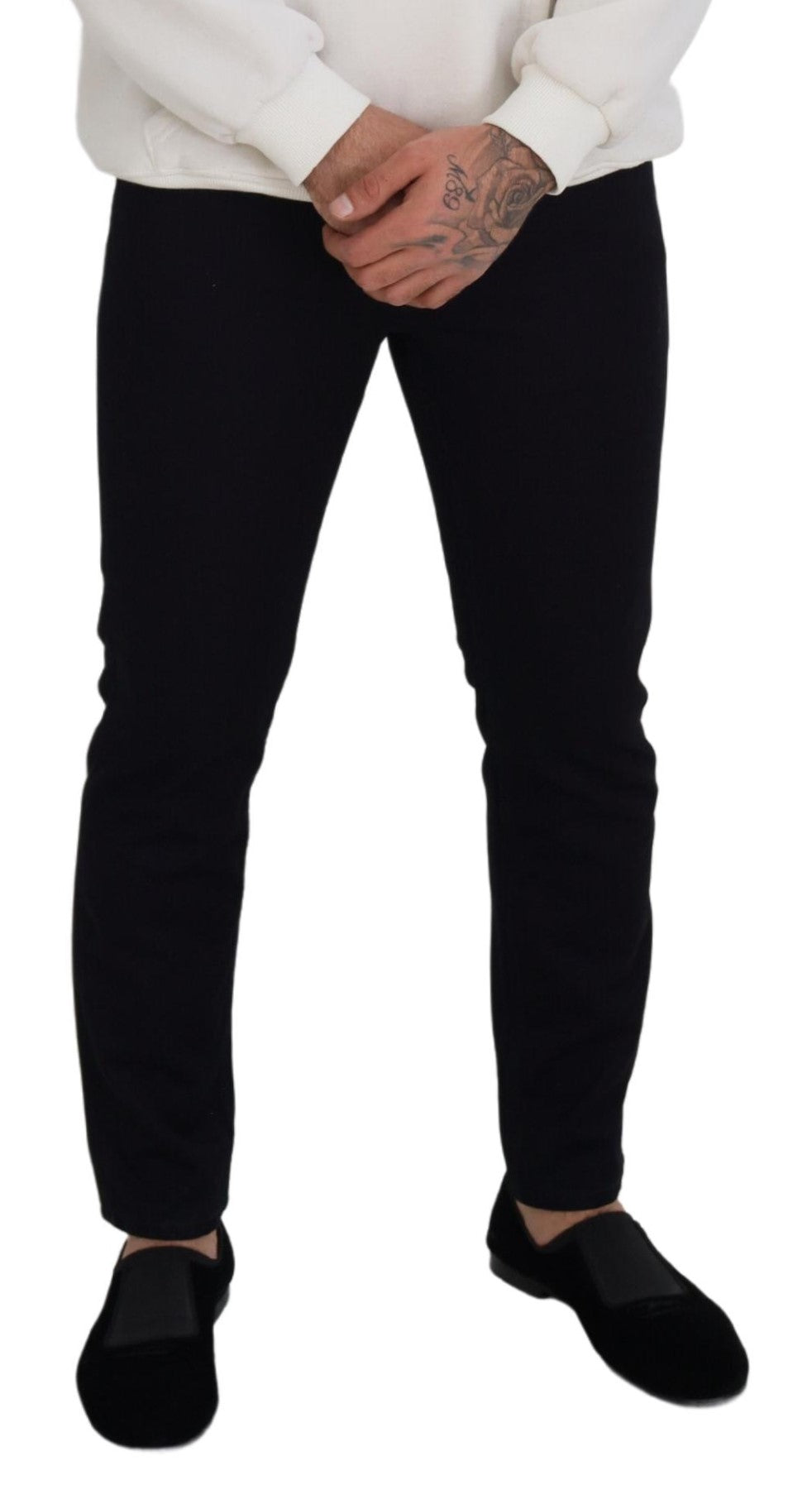 Schwarze Skinny-Casual-Jeans aus Baumwolle