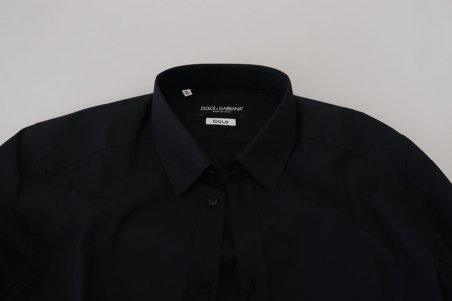 Schwarzes Slim Fit-Hemd aus Baumwolle mit GOLD-Print