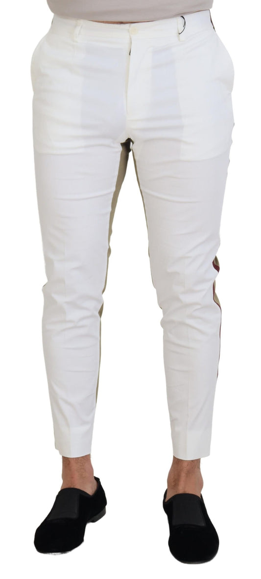 Weißbraune Slim Fit Chinohose