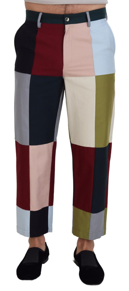 Mehrfarbige Patchworkhose aus Baumwolle