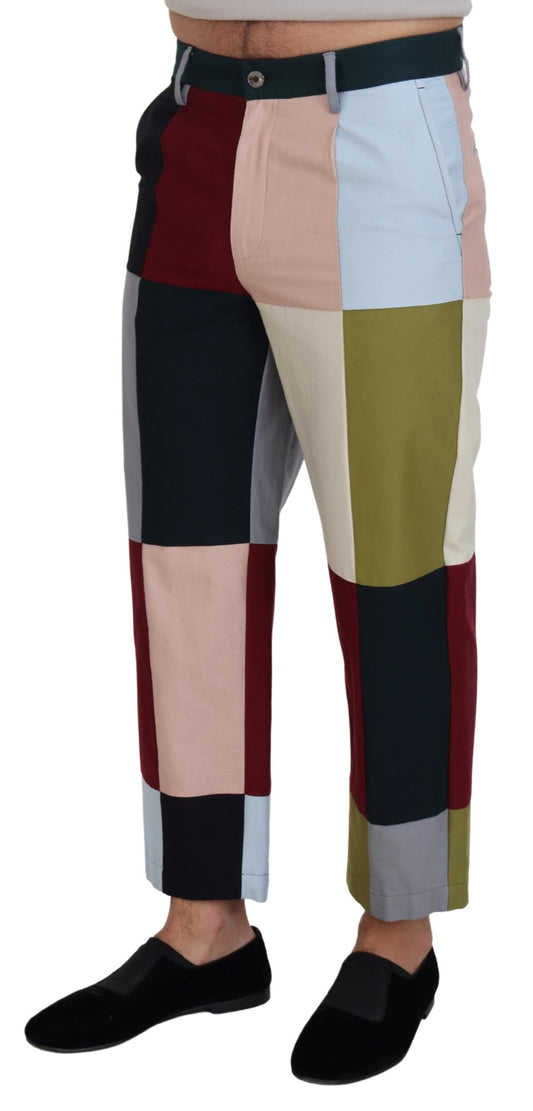 Mehrfarbige Patchworkhose aus Baumwolle