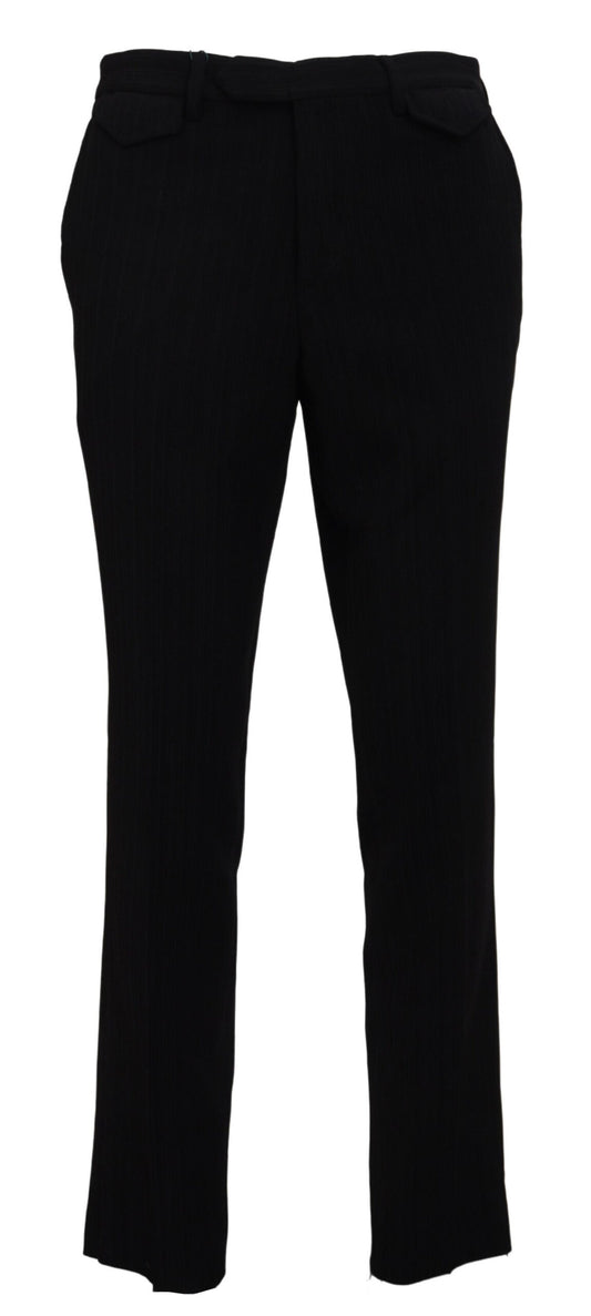 Schwarze formelle Hose aus Baumwolle mit gerader Passform für Herren