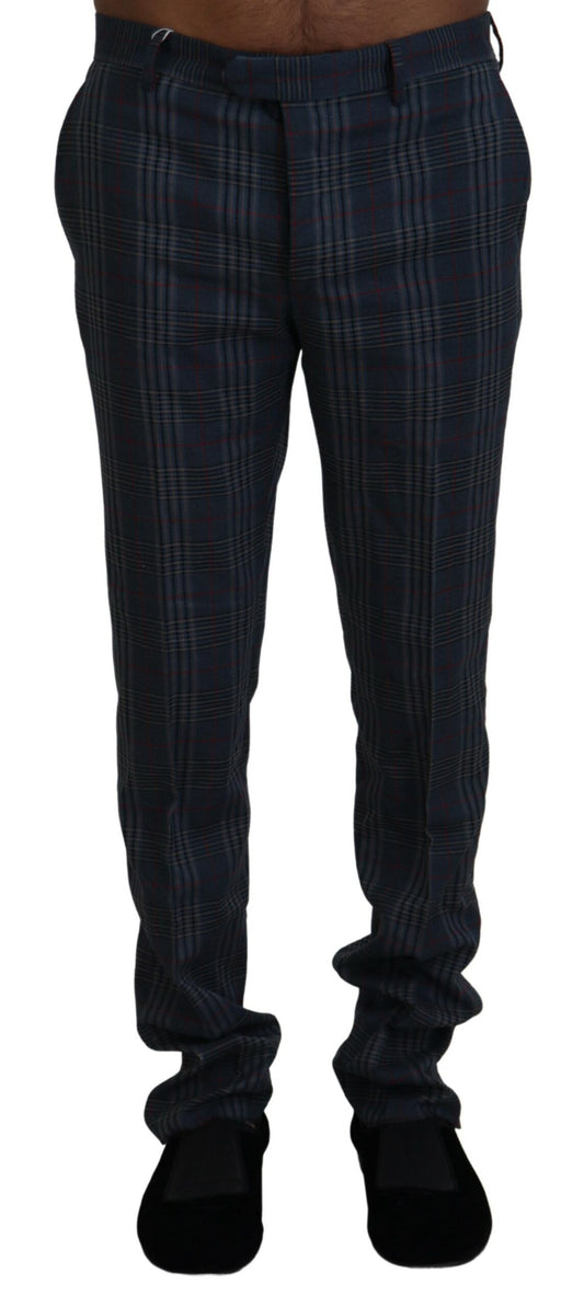 Graue Herrenhose aus reiner Wolle mit Karomuster
