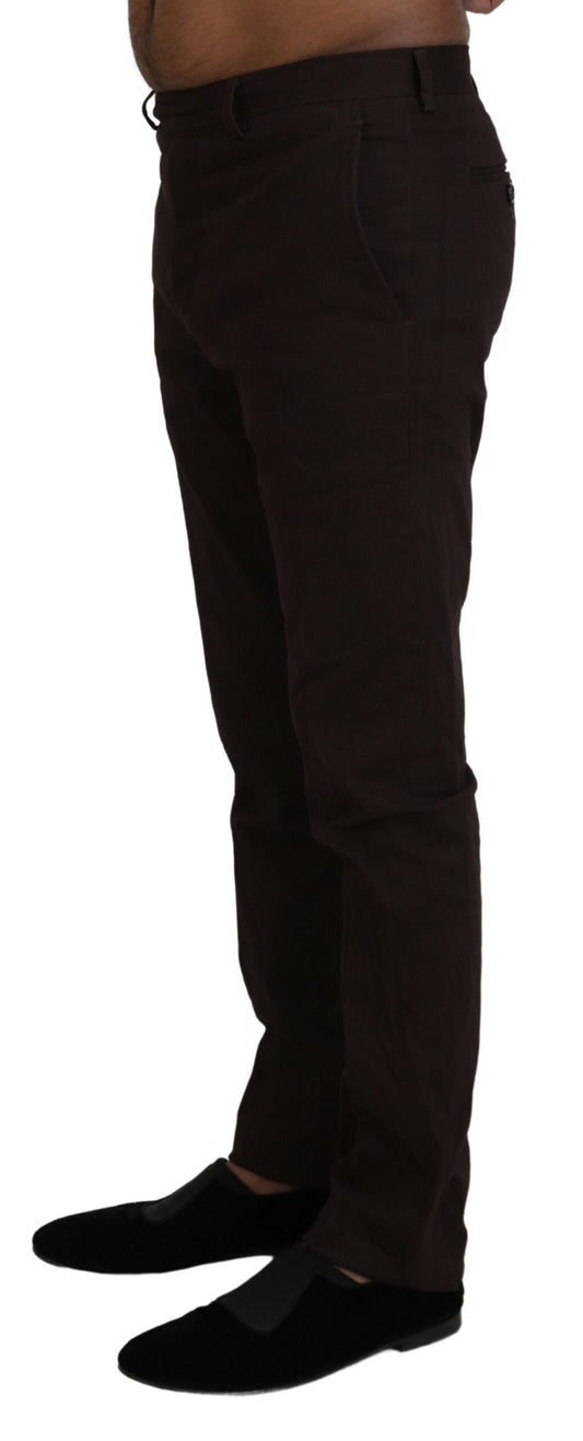 Braune, schmal zulaufende Herrenhose aus Baumwolle