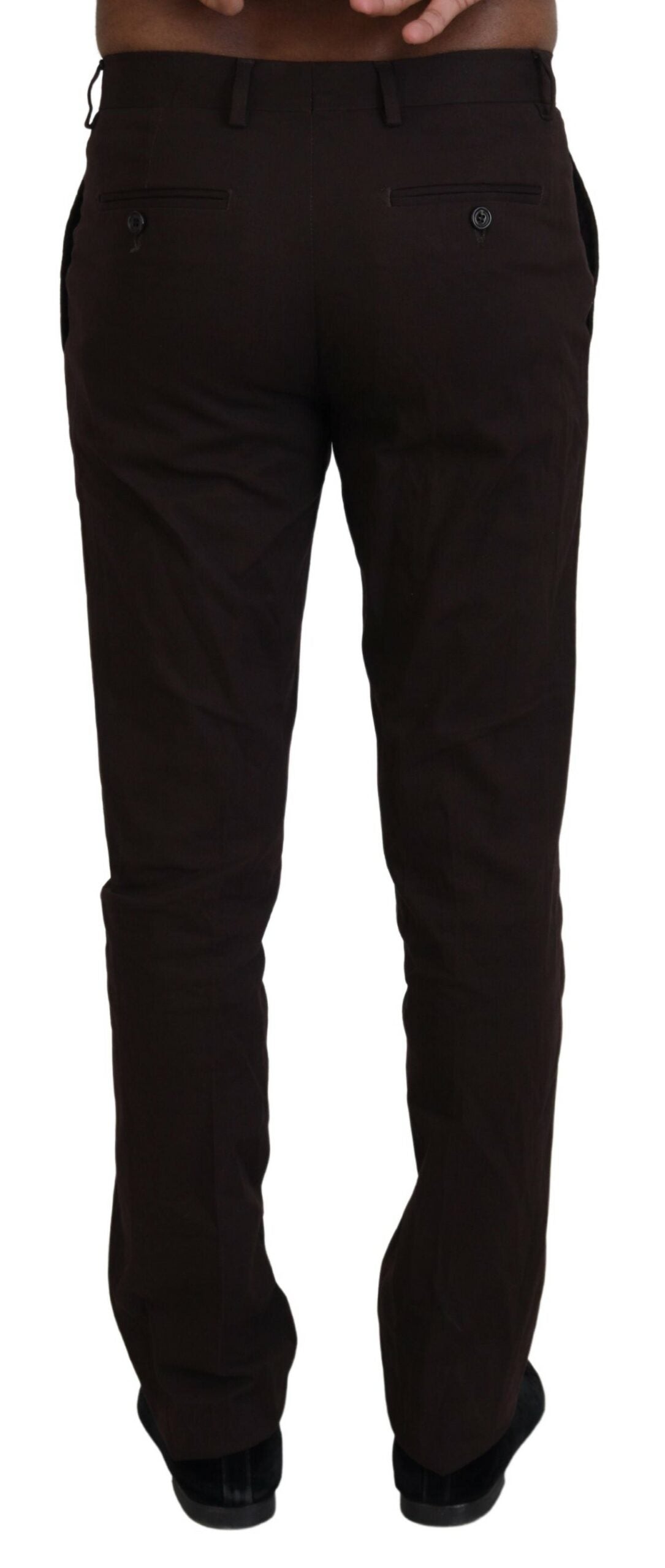 Braune, schmal zulaufende Herrenhose aus Baumwolle