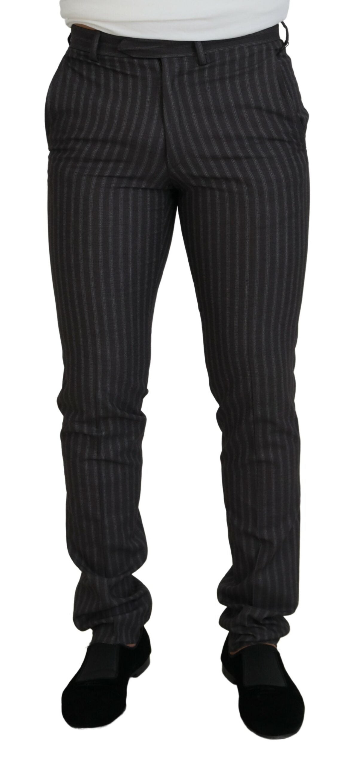 Braune Streifen Slim Fit Herrenhose