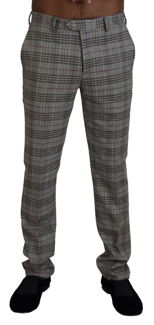 Grau karierte Skinny Herrenhose